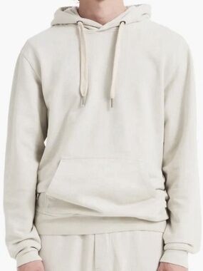 Buck Mason Men's Brushed Loopback Terry Hoodie in Cream Size Small Gently Used